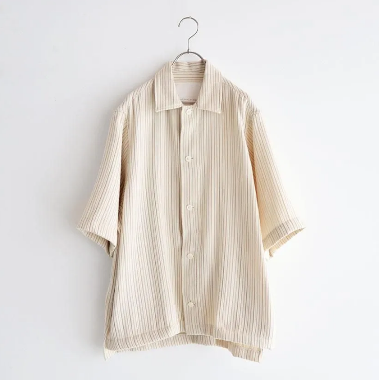 nonnotte Random Stripe Cord Jacquard Draping Half Sleeve Shirt Type D